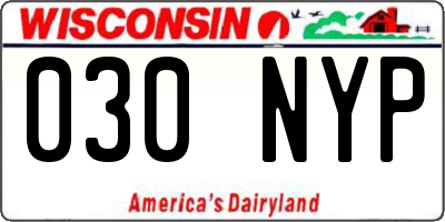 WI license plate 030NYP