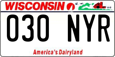 WI license plate 030NYR
