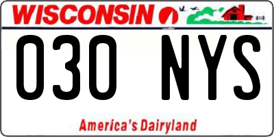 WI license plate 030NYS