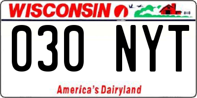 WI license plate 030NYT