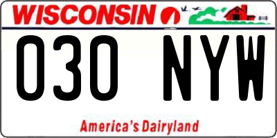 WI license plate 030NYW