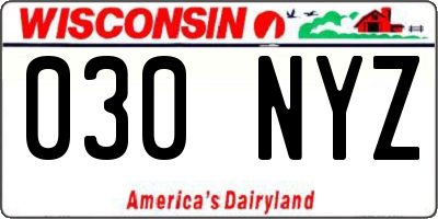 WI license plate 030NYZ