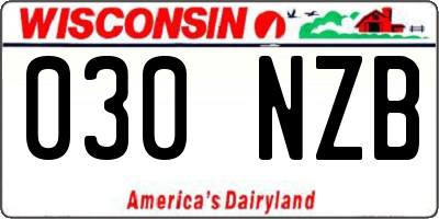 WI license plate 030NZB