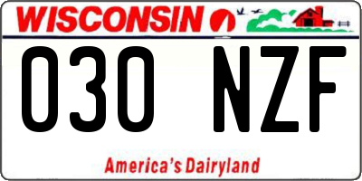 WI license plate 030NZF