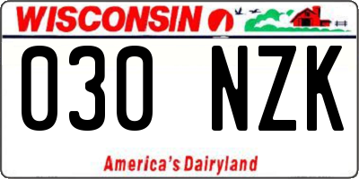 WI license plate 030NZK