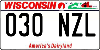 WI license plate 030NZL