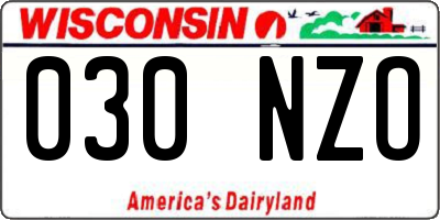 WI license plate 030NZO