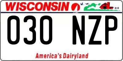 WI license plate 030NZP