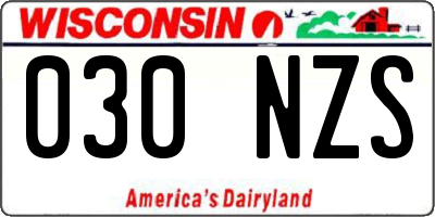WI license plate 030NZS