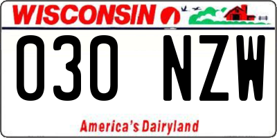 WI license plate 030NZW