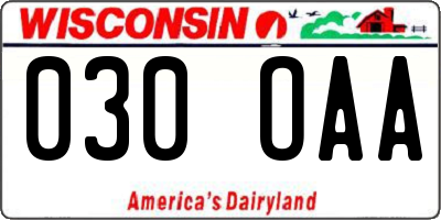 WI license plate 030OAA