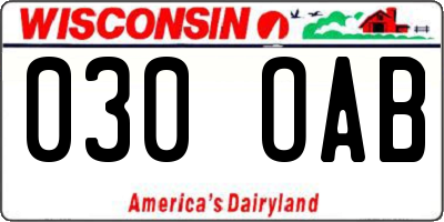 WI license plate 030OAB