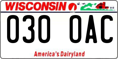 WI license plate 030OAC