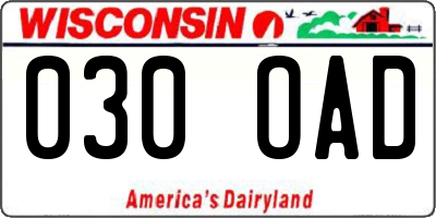 WI license plate 030OAD