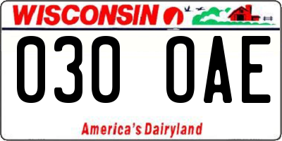 WI license plate 030OAE