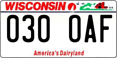 WI license plate 030OAF