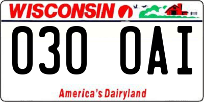 WI license plate 030OAI
