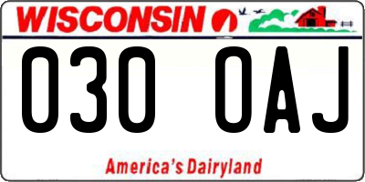 WI license plate 030OAJ