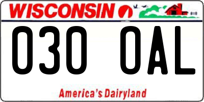 WI license plate 030OAL