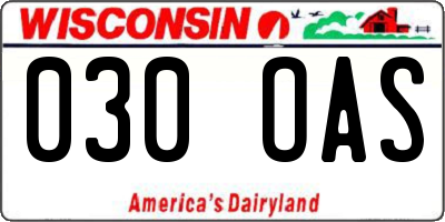 WI license plate 030OAS