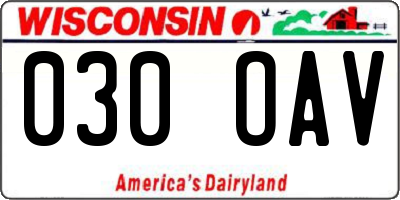 WI license plate 030OAV