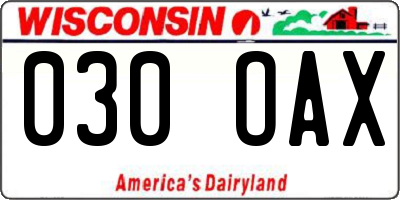 WI license plate 030OAX