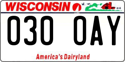 WI license plate 030OAY