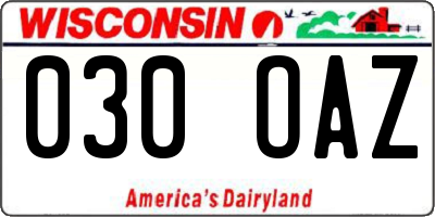 WI license plate 030OAZ