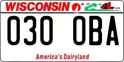WI license plate 030OBA