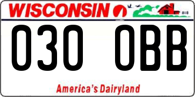 WI license plate 030OBB