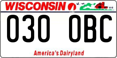 WI license plate 030OBC
