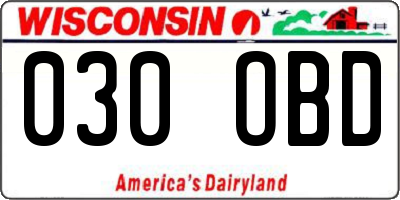 WI license plate 030OBD