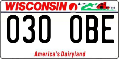 WI license plate 030OBE