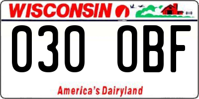 WI license plate 030OBF
