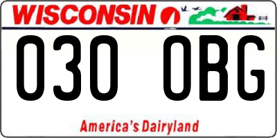 WI license plate 030OBG
