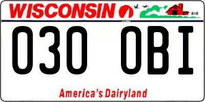 WI license plate 030OBI