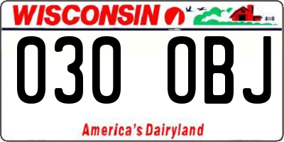 WI license plate 030OBJ