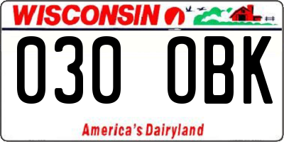 WI license plate 030OBK