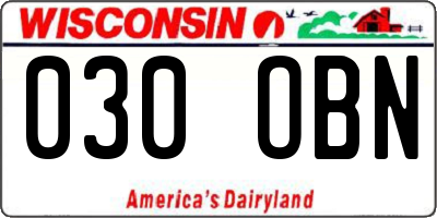 WI license plate 030OBN