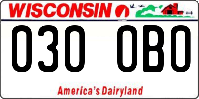 WI license plate 030OBO