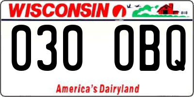 WI license plate 030OBQ