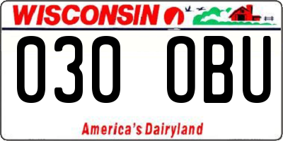 WI license plate 030OBU