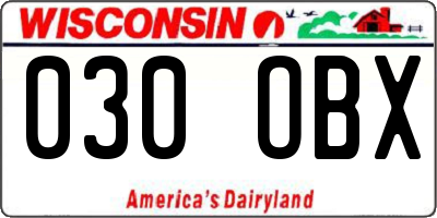 WI license plate 030OBX