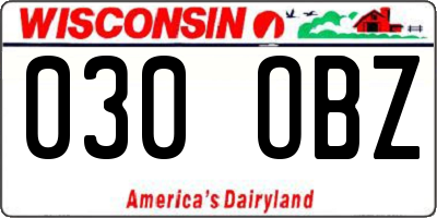 WI license plate 030OBZ