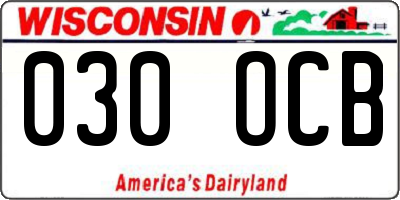 WI license plate 030OCB