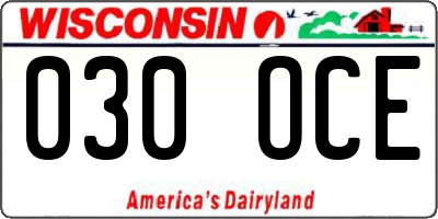 WI license plate 030OCE