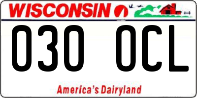 WI license plate 030OCL