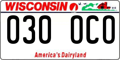 WI license plate 030OCO