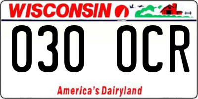 WI license plate 030OCR