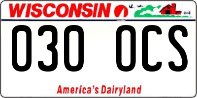 WI license plate 030OCS